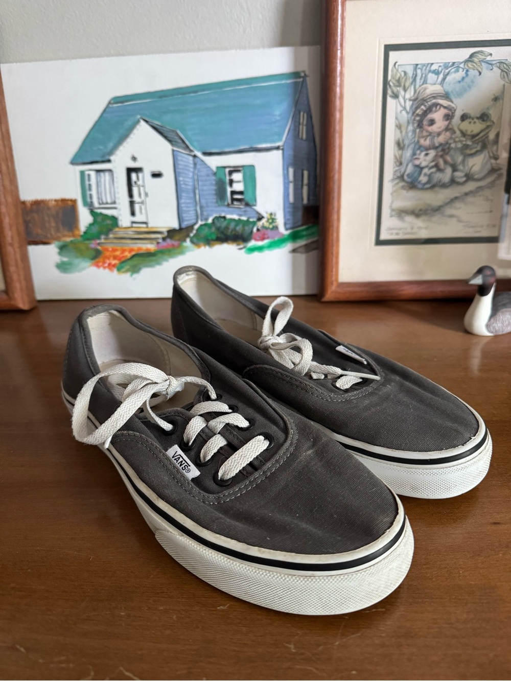 Vans Low-Top Canvas Sneakers in Charcoal and White